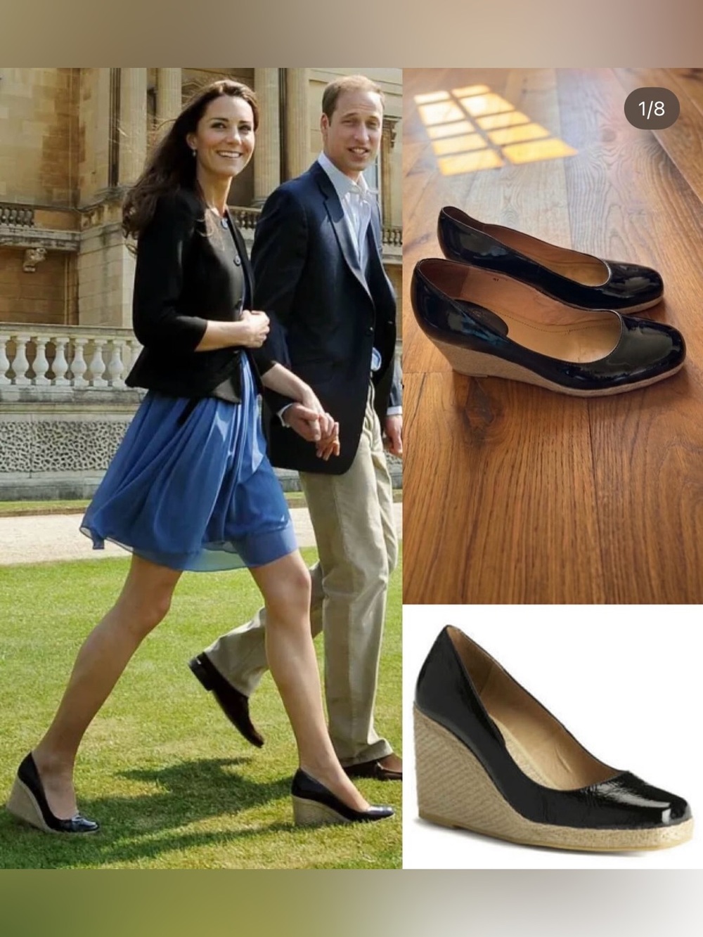 Rare L.K. Bennett 'Greta' Black Patent Leather Wedge Pumps - ASO Kate Middleton